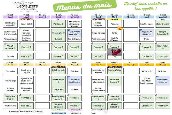 menus septambre 2025